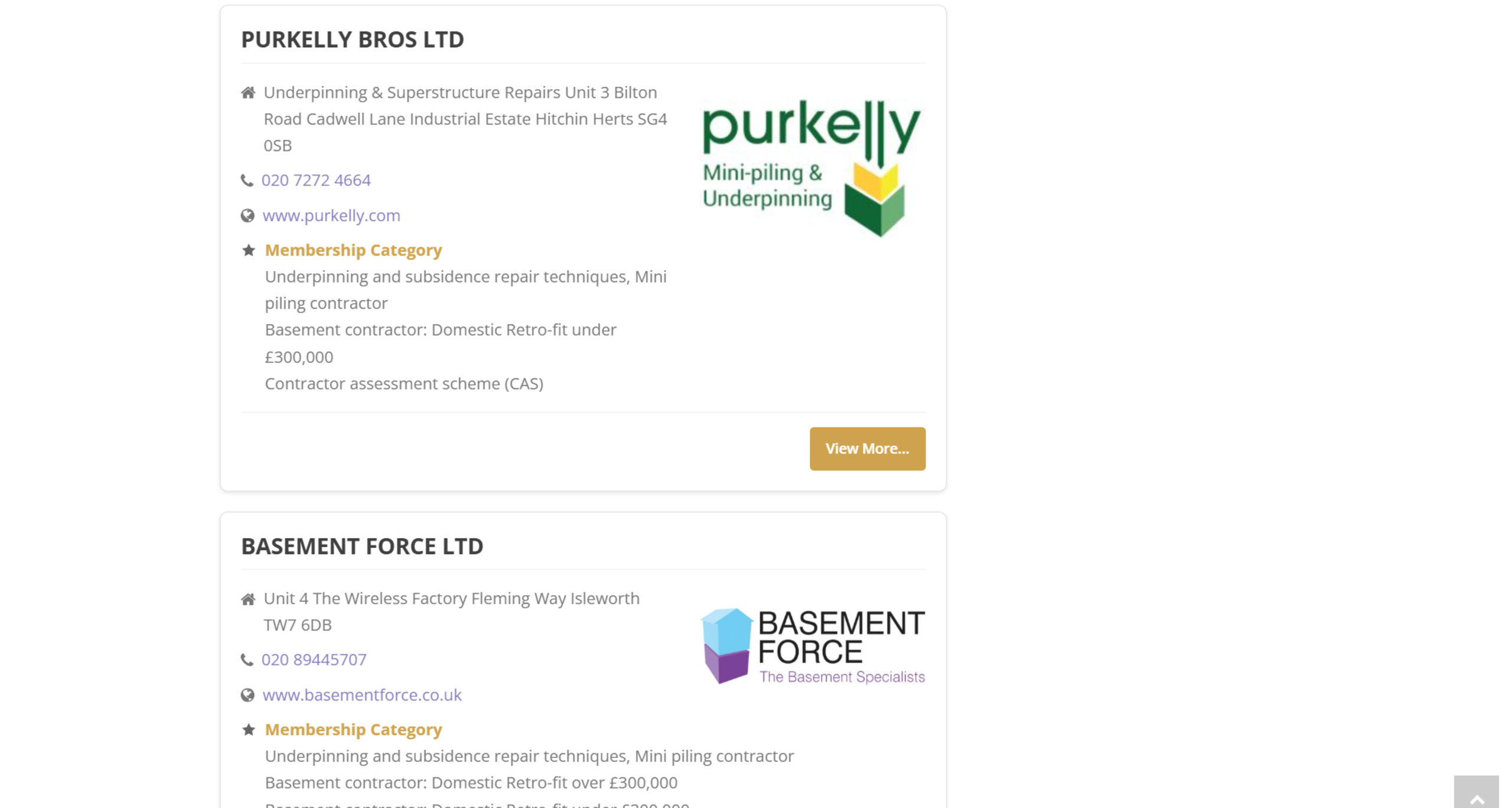 Screenshot of PCA website