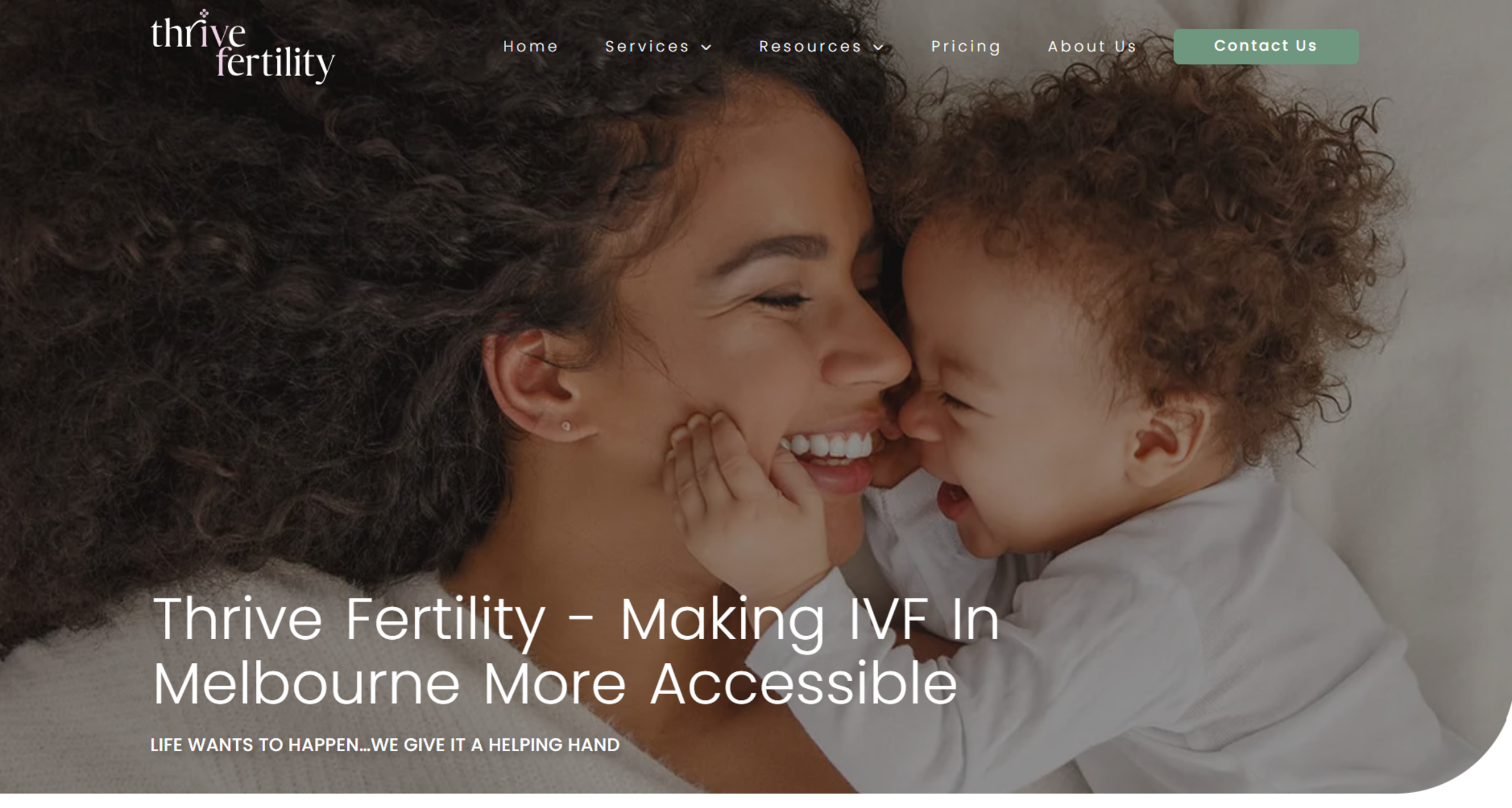 Screenshot of Thrive Fertility website