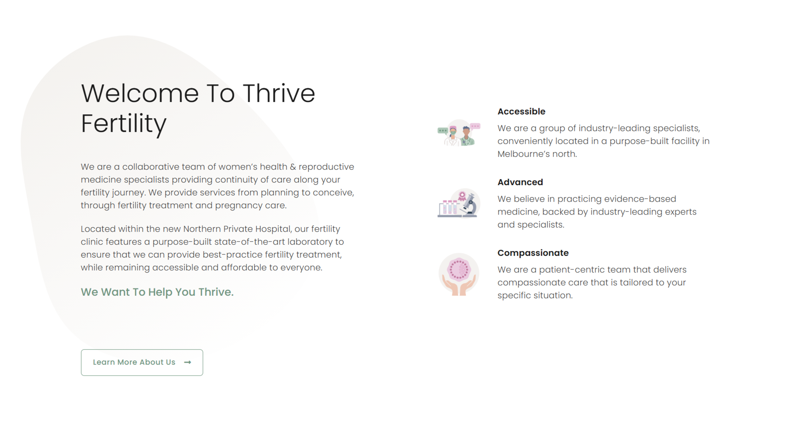 Screenshot of Thrive Fertility website